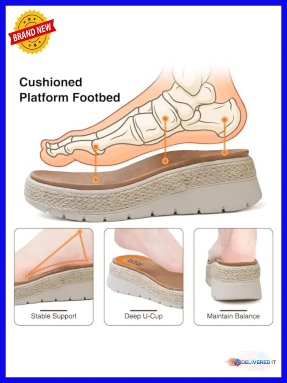 Wedge Platform Espadrille Sandals with Orthopedic Arch Support Adjustable Ankle
